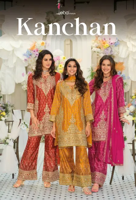Kanchan By Eba Chinon Emboidery Readymade Suits Suppliers In India